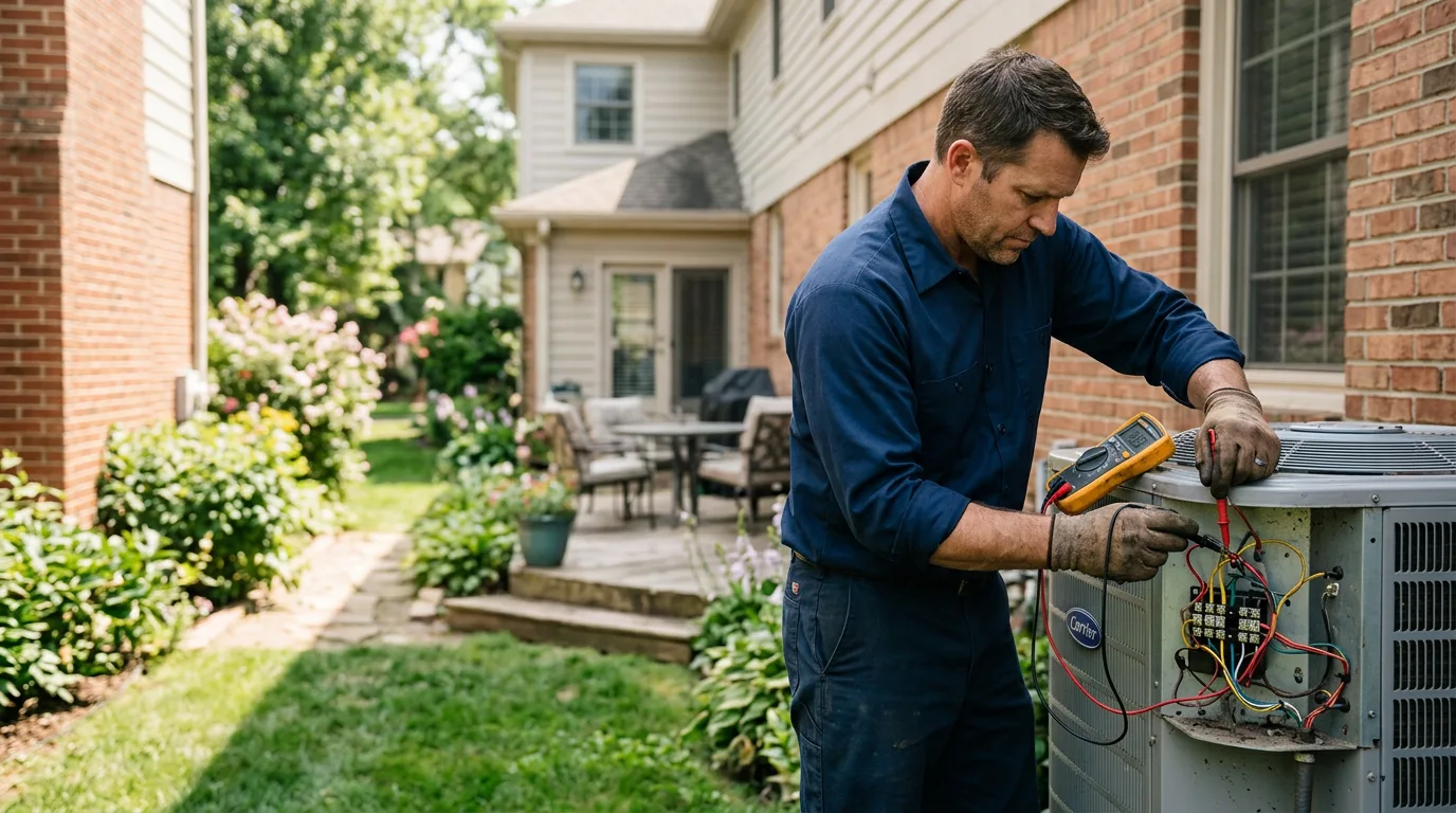 HVAC technician working in a home in Tennessee